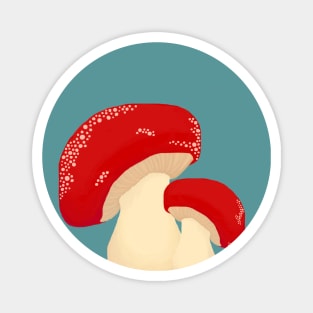 Cute Mushrooms with Red Caps Magnet